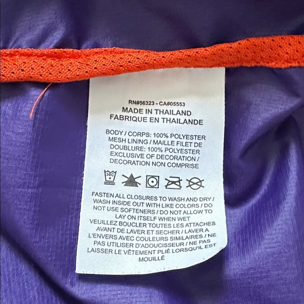 Nike Clemson Tigers Windbreaker Jacket Men’s Large Orange Purple Hooded Half Zip